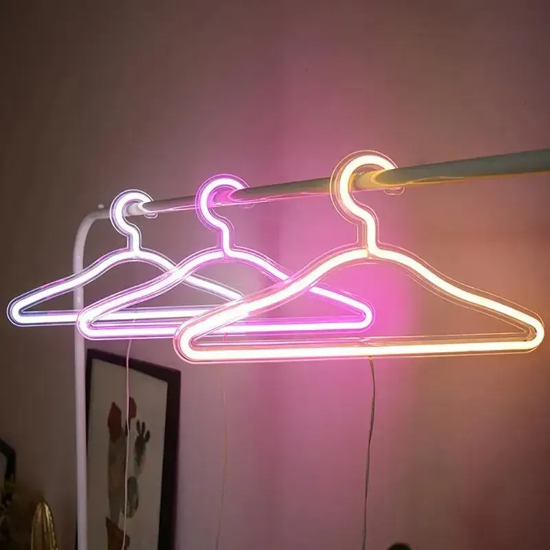 Neon Sign Clothes Hanger LED Light Clothing Hanger Convenient To Use With Switch Practical Clothes Organizer Hanger Romantic