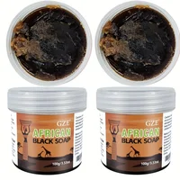 Paquet de 2 Savon noir africain GZE nettoyant pour le visage, les cheveux et le corps 3 en 1 - Nettoyage en profondeur et hydrate la peau et les cheveux - Fait à la main 6