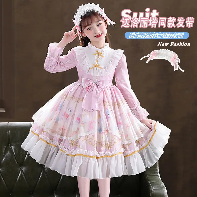 Women Alice Lolita Angel Pink Cotton Princess Dress Court-Style Gothic Tank Dress Costume Cute Anime Maid Layer For Girls