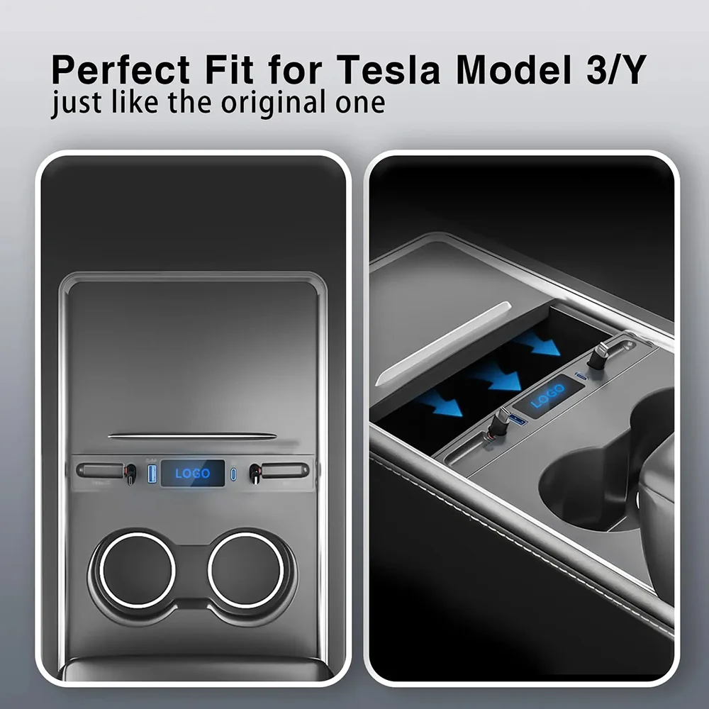USB Shunt HUB For Tesla 2021~2023 Model 3 2021~2024 Model Y Quick Charger 27W Intelligent Docking Station Gifts for Tesla Owners