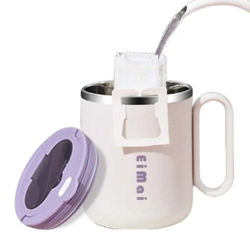 

Insulated Coffee Tumbler Double-layer Anti-scald Mug Office High-value Coffee Mixing Cup Coffee Travel Mug With Foldable Spoon
