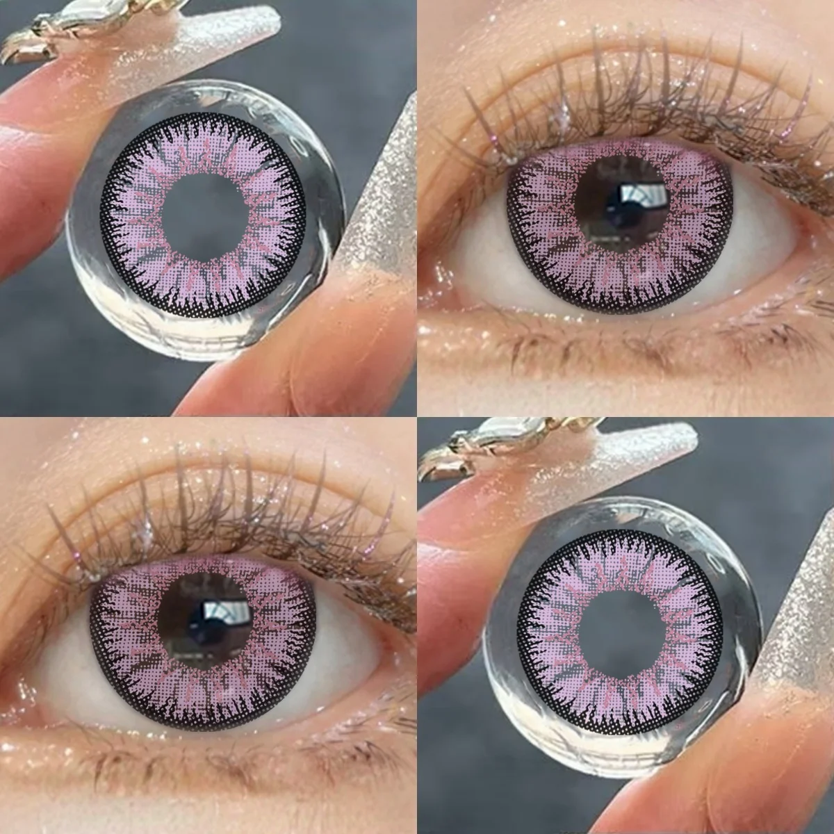 Visuashow Pink Anime Cosplay Contacts: 12-Month Cute Small Pupil Eye Accessory