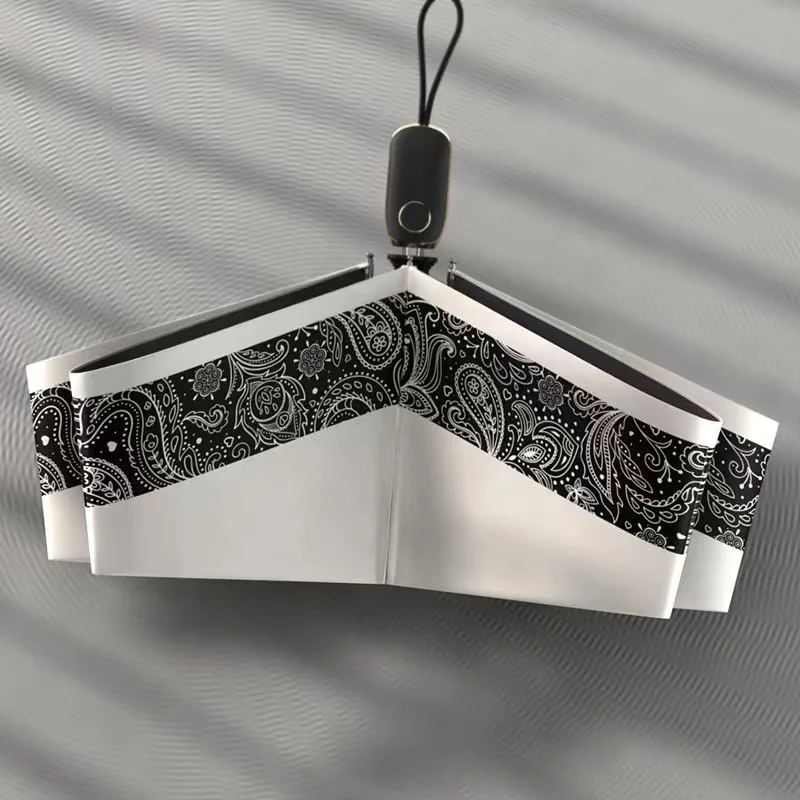 OLYCAT Summer Automatic Umbrella for Women Paisley Style Folding Sun Umbrella Shade UV Protection Flat Parasol Umbrellas UPF50+