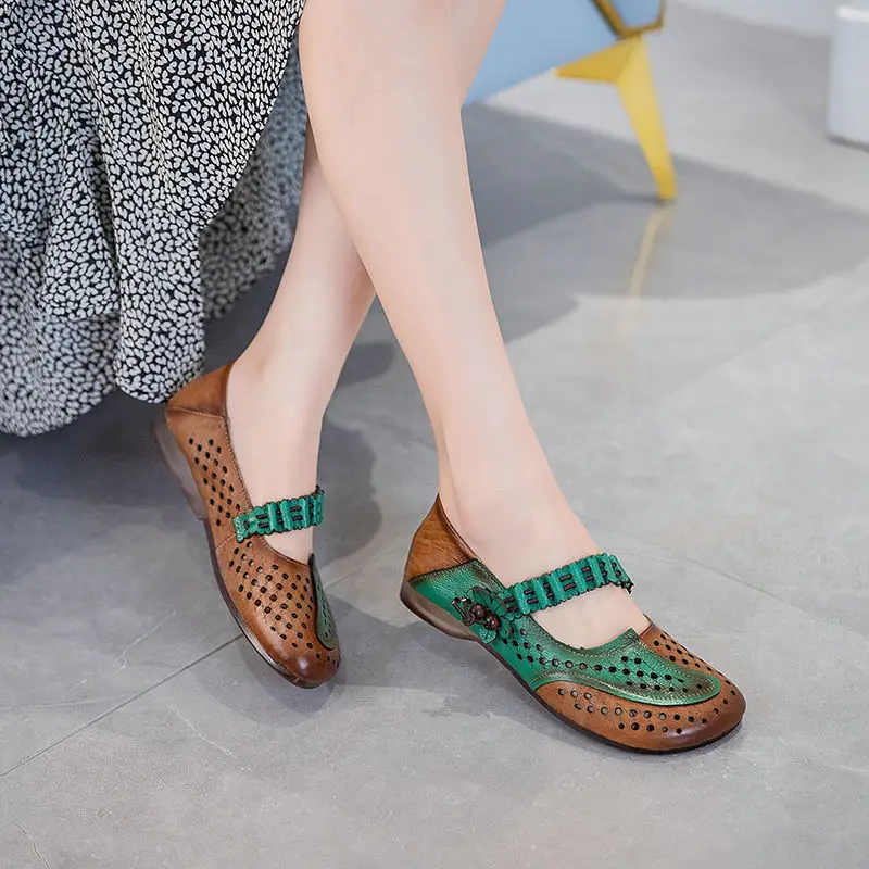 Cowhide Women's Shoes Spring And Autumn Models Flat Shoe Bottom Mother Shoes Non-Slip Large Size Cow Leather women oxford shoes leather mary jane shoes women slippers sandals