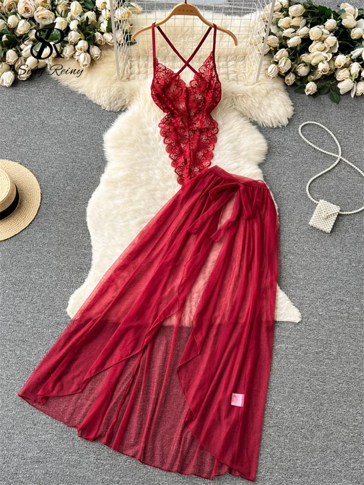 Women Lingerie Women Bodysuit Sleep Wear Set Lace Two Pieces Suits