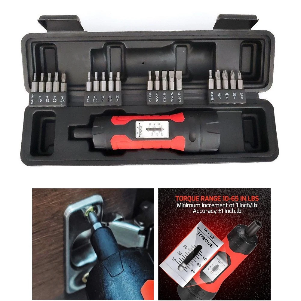 

Ergonomic-Handle Carbon Steel Construction Manual Preset Torque Driver Screwdriver Audible Click 10 65In Lb Torque Range Tools