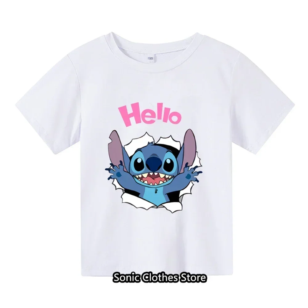 thumbnail image 1 of Camiseta nueva de verano 2024 para niños de 3 a 14 años, camiseta con estampado Kawaii de Lilo & Stitch, camiseta para niños, estilo casual de moda, 1 of 4