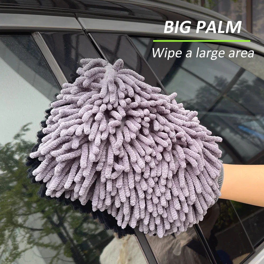 Car Cleaning Gloves Car Wash Double Faced Glove Microfiber Chenille Gloves Thick Wax Detailing Brush Cleaning