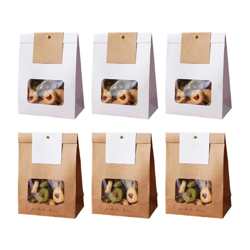 

Set of 50 Paper Bags with Window Convenient Cookie Bag Dessert Cake Package Bag