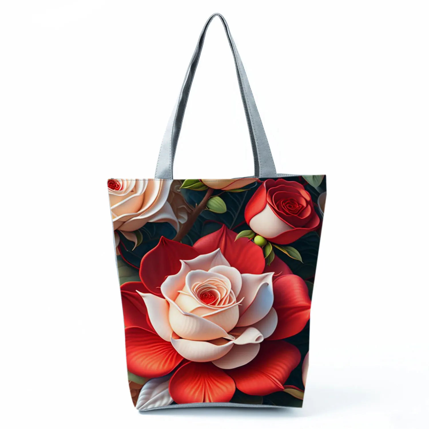Sac Fourre-tout Imprimé Crâne Floral Pour Femme - Grande Capacité 50x40x15cm, Polyester Imperméable, Bandoulière Ajustable