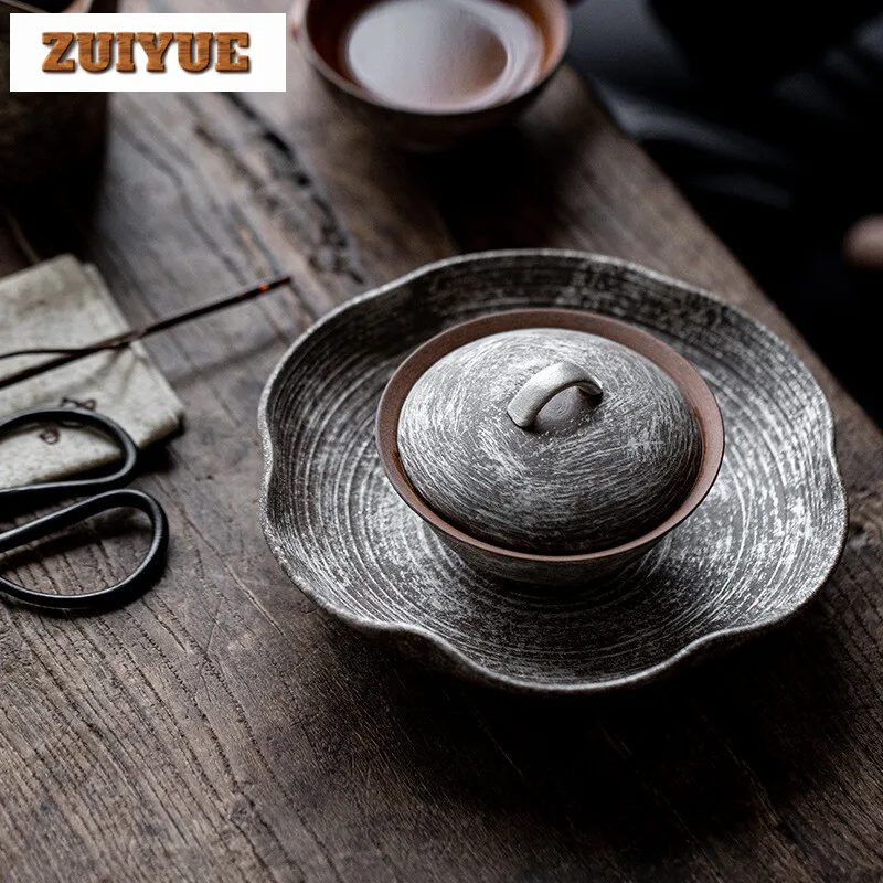120ml Handmade Gilt Silver Cover Bowl Household Anti Scald Gaiwan Boutique Tea Tureen Tea Making Services Decoration Gifts