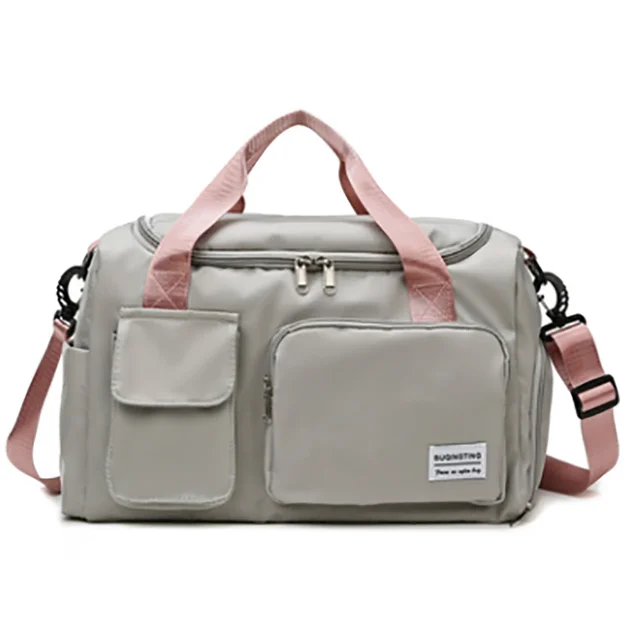 New Travel Bags Hand Luggage Waterproof Sports Fitness Yoga Gym Large Capacity For Women grey pink(small)
