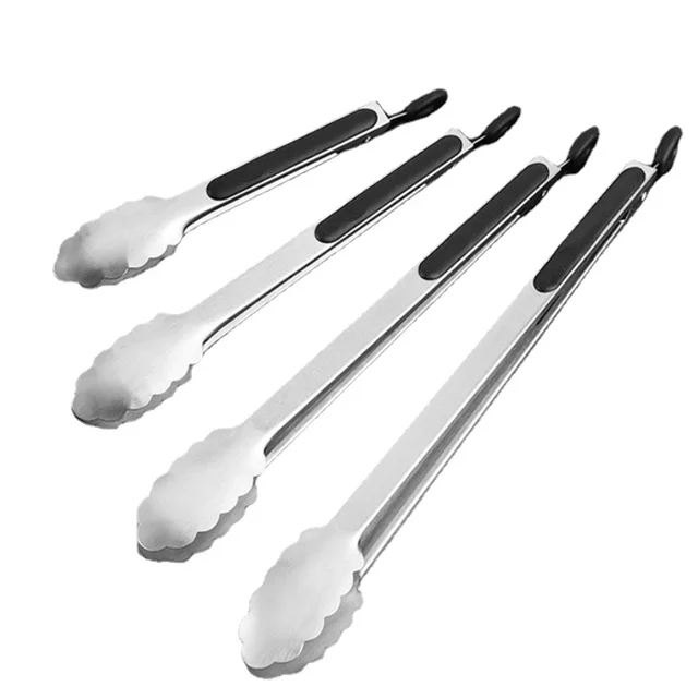 Bbq Grill Tong Clip Kenyér Rozsdamentes Acél Szilikon Food Camping Főző Tartozékok Barbecue Tool