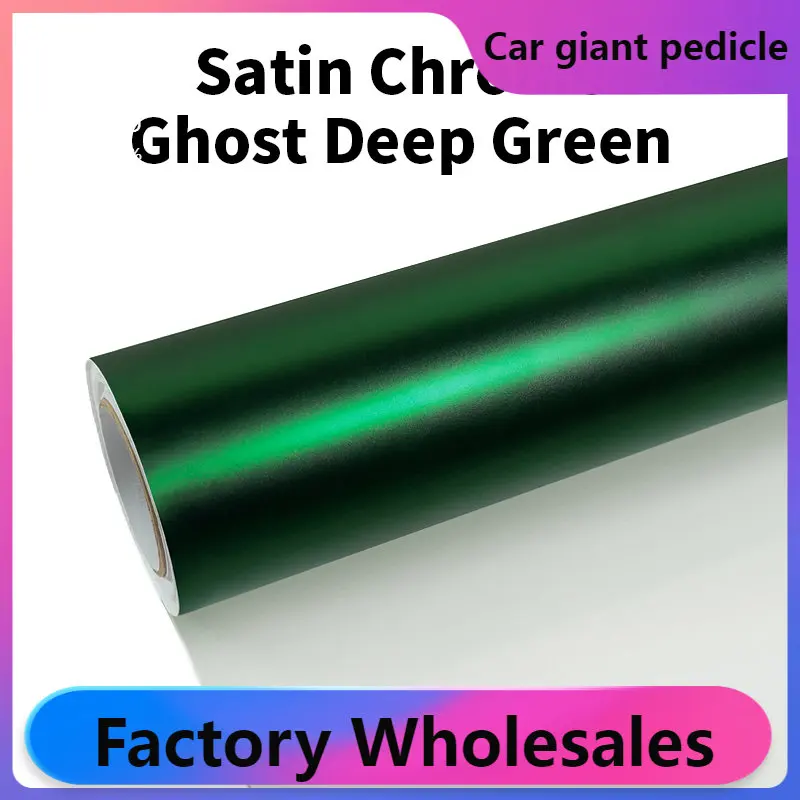 

Highest quality Satin Ghost Deep Green Vinyl Wrap film wrapping bright 1.52*18m quality Warranty covering voiture (PET Liner )