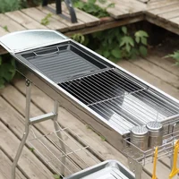 Outdoor Stainless Steel Charcoal Grill Large Size Barbecue Tool Portable Free Installation Handle Folding BBQ Cooking 4