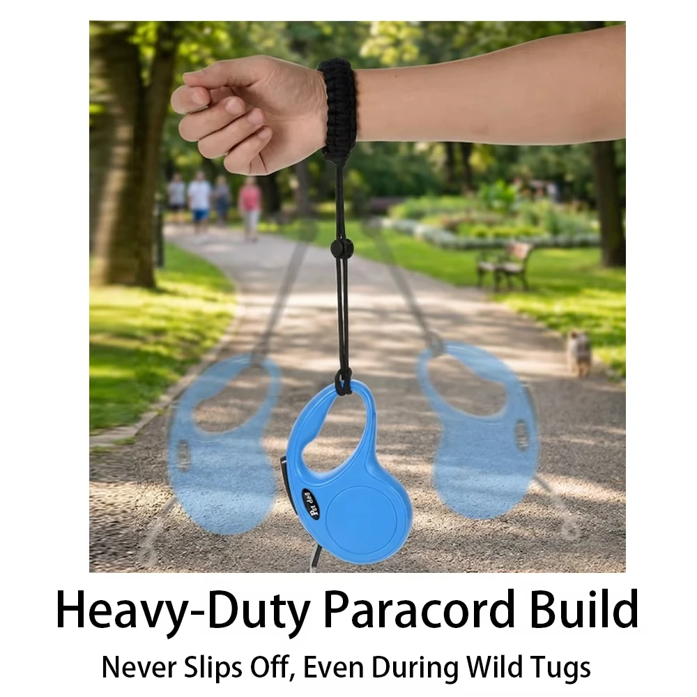 Hands-Free Retractable Pet Leash with Wrist Strap - Nylon Extendable Strap