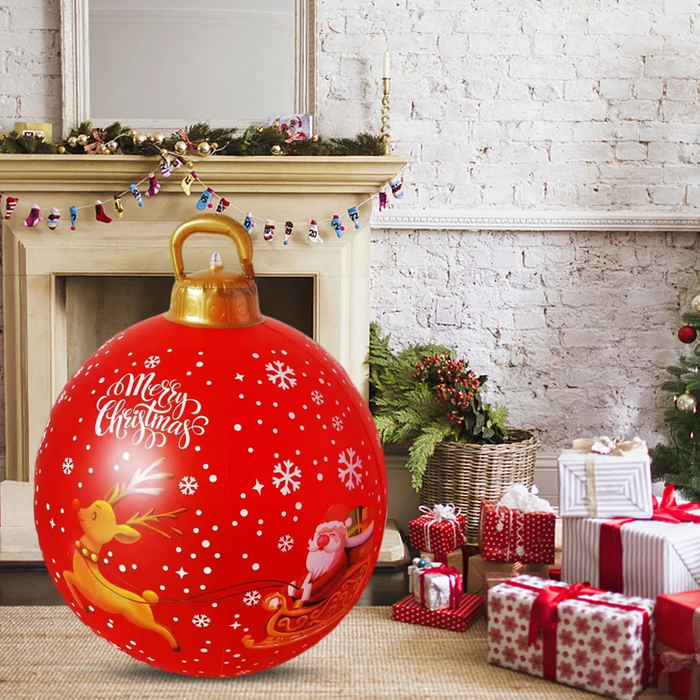60CM Christmas Inflatable Ball PVC Inflated  Ball Water-Proof Versatile Porch Courtyard Ornaments