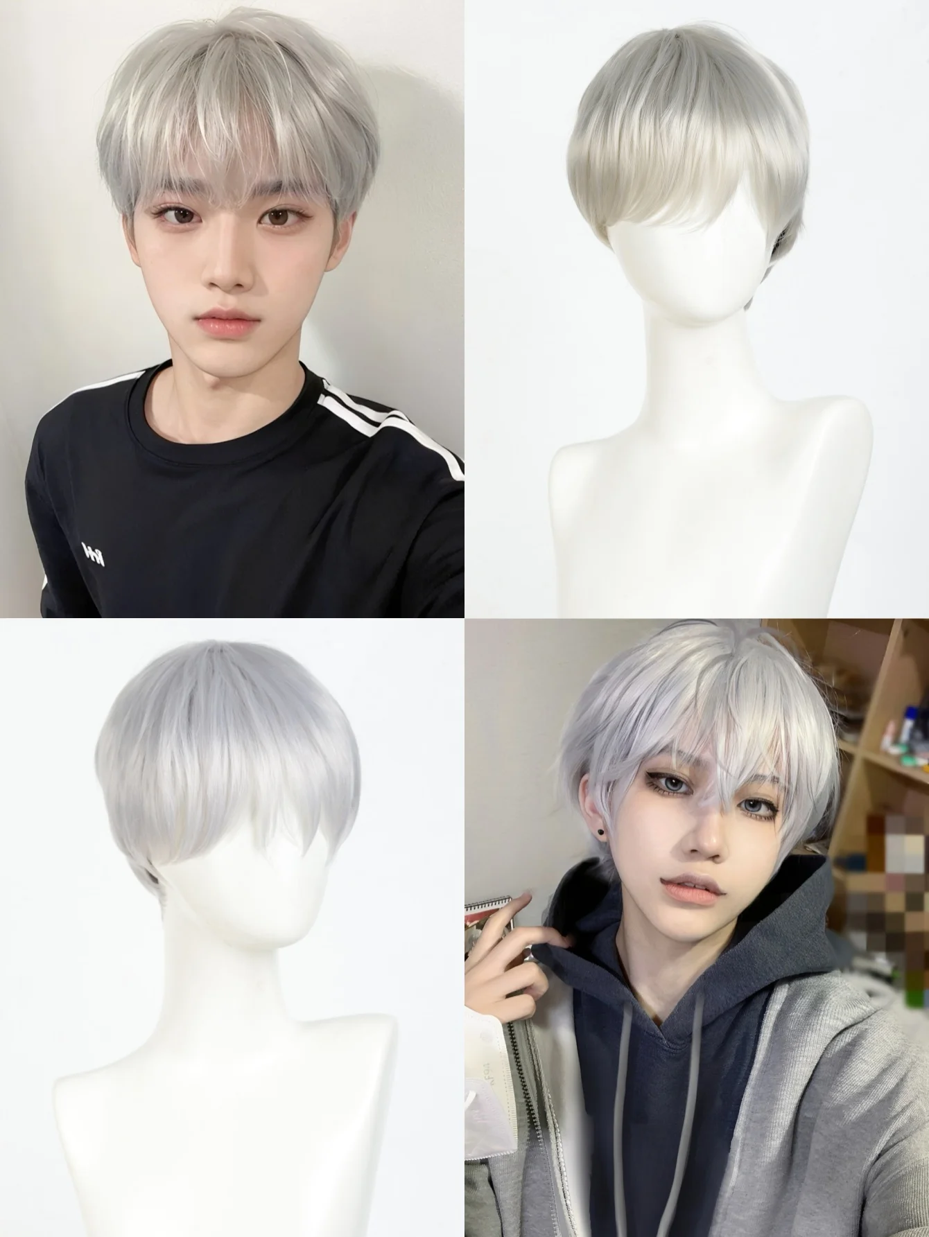 Synthetic Straight Anime Hair Wig for Men with Bangs