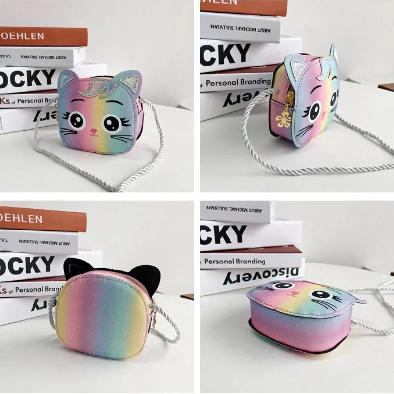 Mini Crossbody Bag for Children Cute Cartoon Cat Baby Girls Shoulder Bags PU Leather Boys Kids Small Coin Purse Handbags Wallet 5