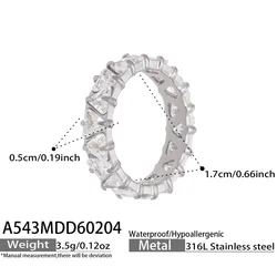 Triangular Purple Zircon Eternity Band in 18K Gold Plated Stainless Steel - 8 (Silver - Clear)