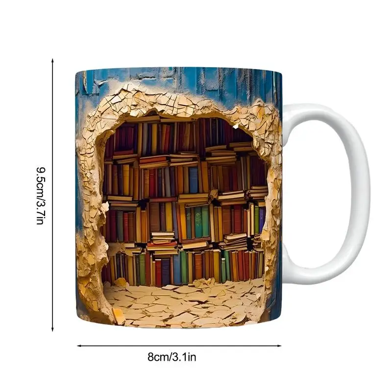 3D Bookshelf Mug Ceramic Water Cup with Handle A Library Shelf Space Design  Book Lovers Coffee Mug Birthday Christmas Gift - AliExpress