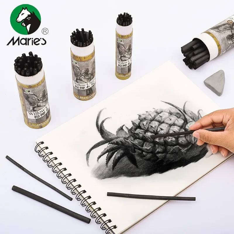 Marie's Willow Charcoal Bar Art Special Soft Charcoal Pencils 25pcs Professional Sketch Pencil Sketch Art Supplies