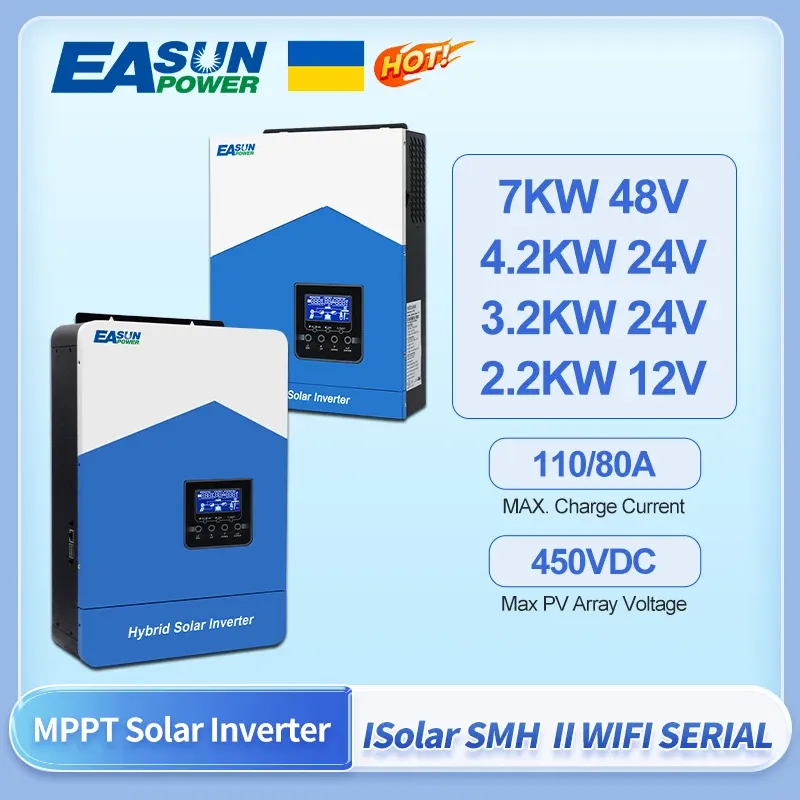 EASUN POWER Hybrid Solar Inverter Pure Sine Wave MPPT 6.2KW 4.2KW 3.2KW 2.2KW 12V 24V 48V 220v Solar Charger Power Home Inversor
