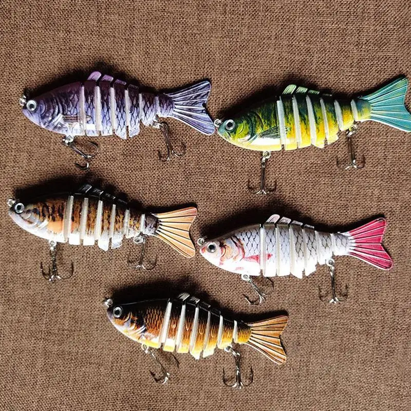 ODS Fishing Lure Lifelike 4 Segment Jointed Swimbait With Treble Ho