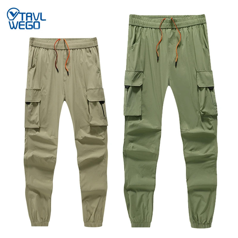 

TRVLWEGO Men Women Summer Hiking Camping Joggers Pants Lightweight Quick Dry Anti-UV Elastic Climbing Running Cargo Trousers