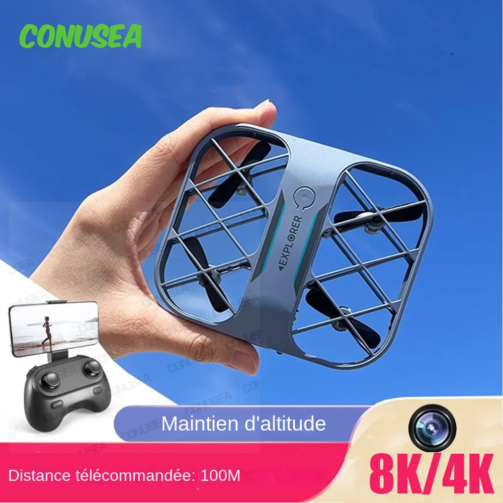Drone pliable noir avec caméra 4K/8K, hélices dépliées, prêt à voler – Achetez Drone 4K/8K Caméra HD WiFi FPV Pliable Idéal pour Débutants.