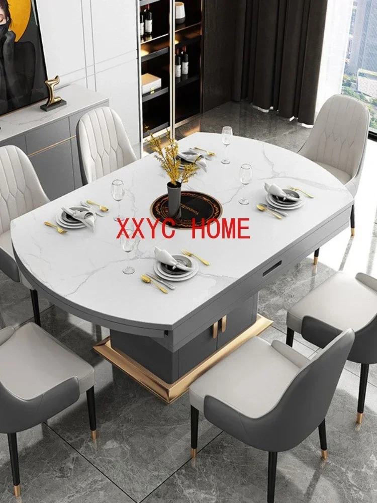 Rock Plate Long Dinner Table For Small Living Room Home Furniture Set 6 Chairs Loft Inside