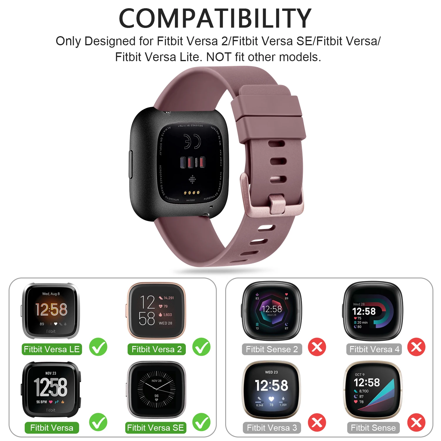 Soft TPU Watch Band para Fitbit Versa, Versa 1, Versa 2, Versa Lite Strap, pulseira esportiva para Fitbit Versa 2, Versa SE substituição pulseira