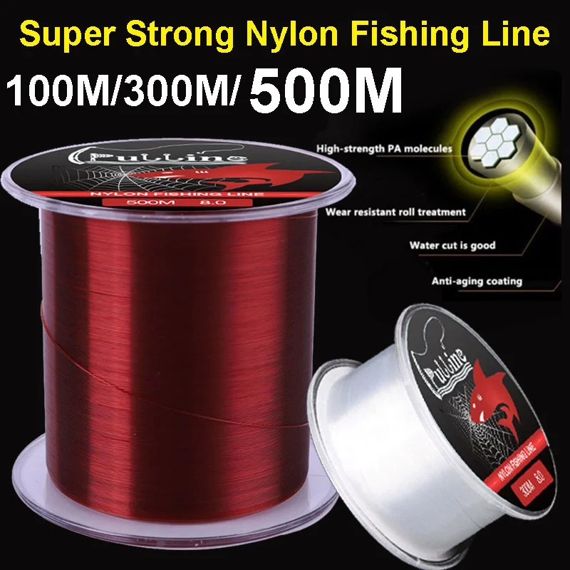 100/300/500m Sinking Nylon Fishing Line Monofilament Strong Fluorocarbon Fishing Line For