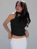 Halter dos nu sexy pour femmes, haut court en fibre vintage, vêtements de club féminins Y2K, vêtements décontractés, été 2024 5