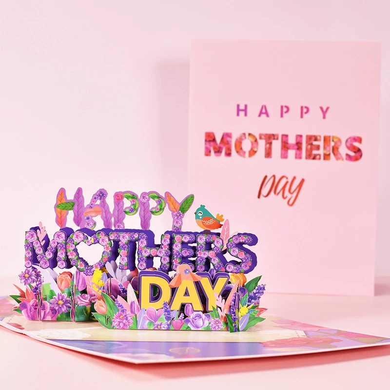 Greeting cards 3D Happy Mother's Day pop-up flower blessing card with envelope for mom wife birthday