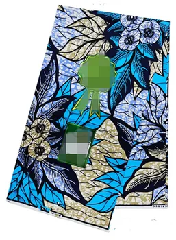 100% Cotton African Ankara Glitter Gold Wax Soft Flash Gold Print Pagne Wax Fabric With Diamond Women 6 Yards Party Dress 1