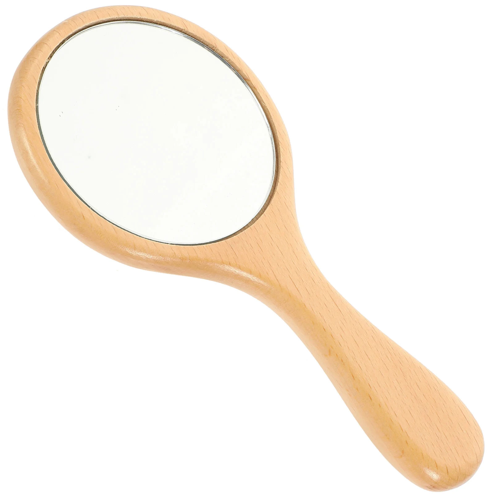

Handle Mirror Wooden Decorative Handheld Travel Vanity Portable Girl Makeup with Carry Girls