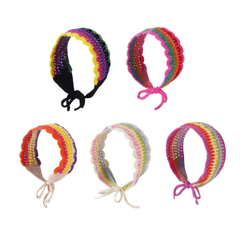 

Сладкий эластичный вязаный крючком ободок для волос для девочек, платок для волос, завязка на спине для фотосессии для девочек