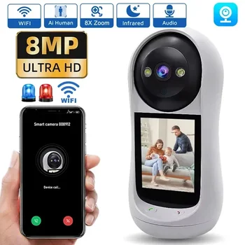 8MP Wifi Camera Video Call with 2.8 Inch IPS Screen Baby Cry Sound Detection Wireless Security IP Camera Baby Monitor iCSee APP 1
