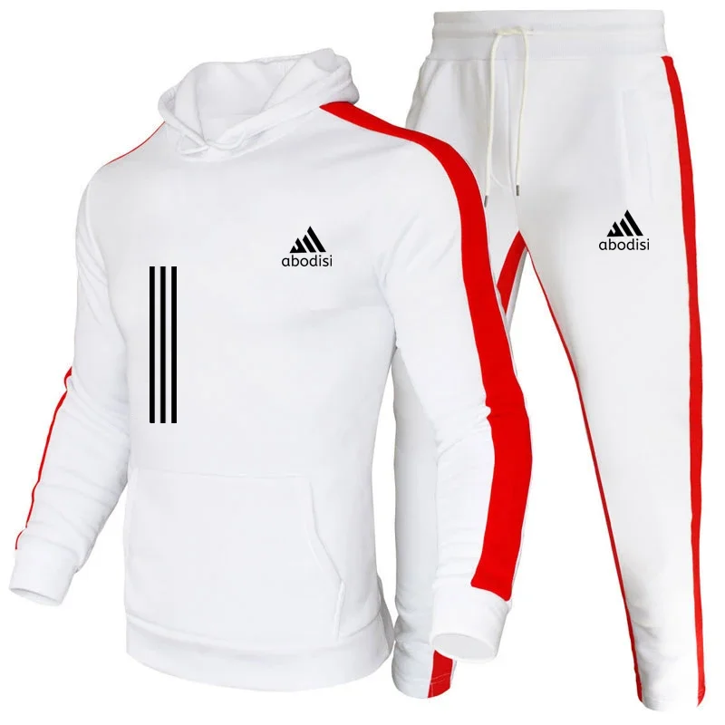 Men's outdoor leisure jogging fitness fashion sportswear suit Spring and autumn hooded jumper and sweatpants two-piece set