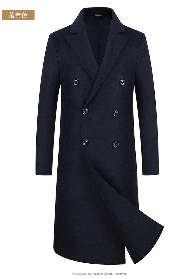 Description Picture 5 of itemWinter Wool Coat Men Business Casual Korean Fashion Long Trench Coat Men Solid Thick Double-breasted Wool Coats Outwear Men 2024