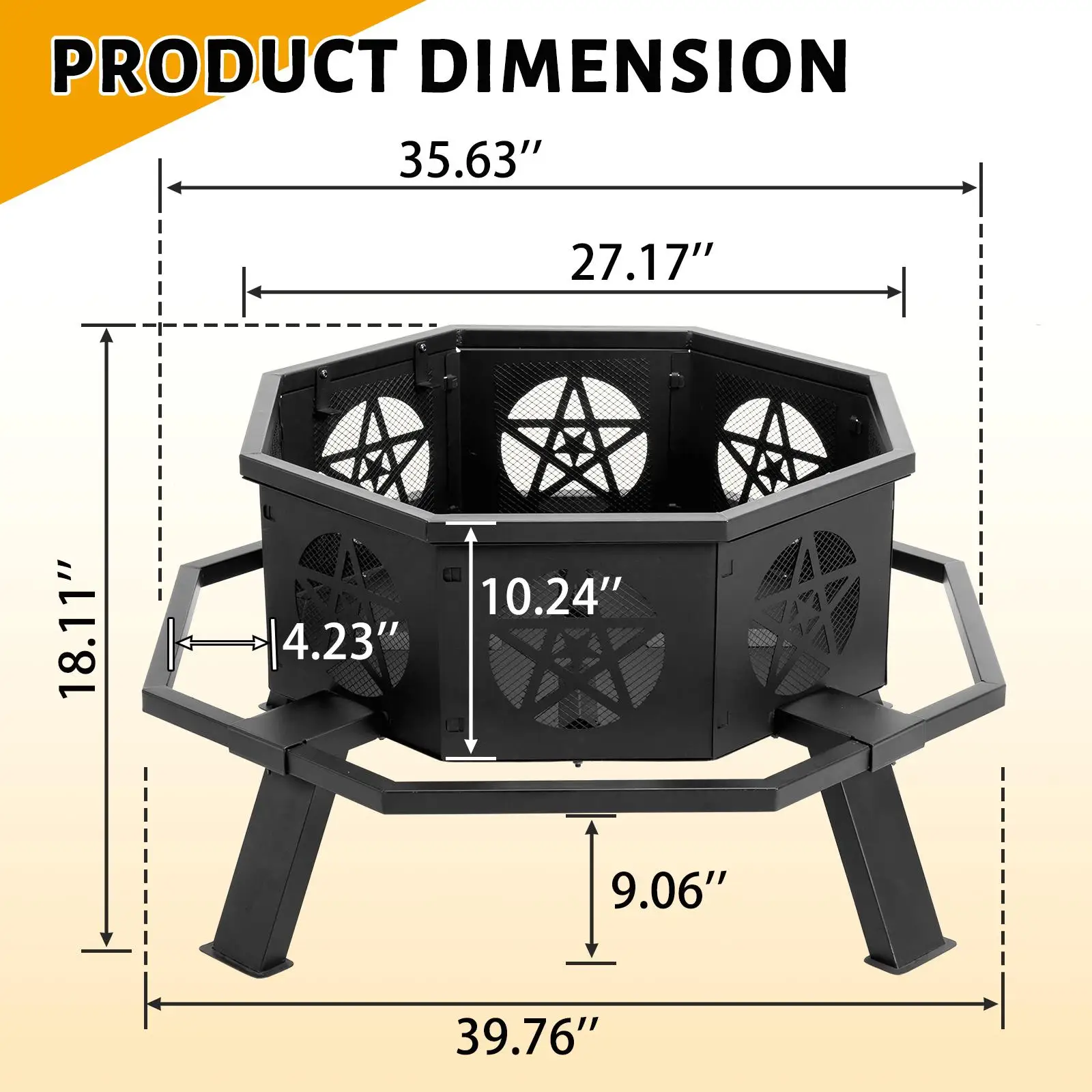 35-Inch Decorative Outdoor Fire Pit-Portable Patio Heater for Backyard Campfires & BBQs