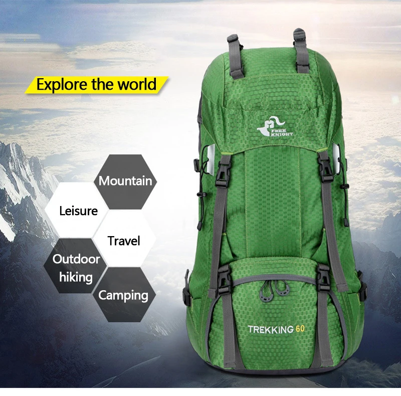 Fengtu 60l Hiking Backpacks Men's Sports Bags Nylon Camp Travel Pack