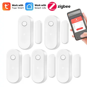 Tuya Zigbee Door Window Sensor Home Security Alarm Open Closed Detector Smart Life APP Control With Alexa Google 1
