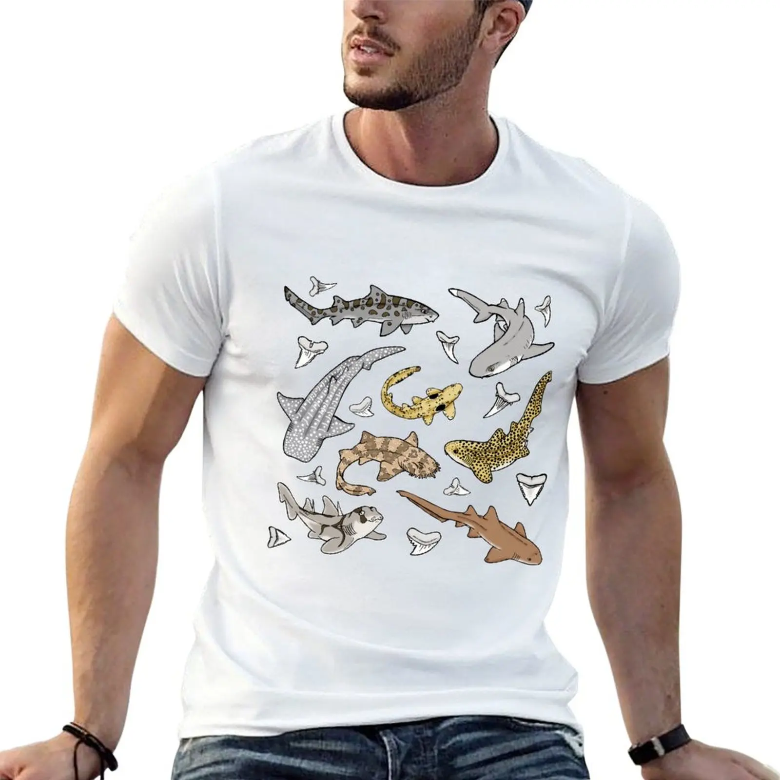 

Shark Pattern T-shirt plus sizes vintage clothes t shirts for men graphic