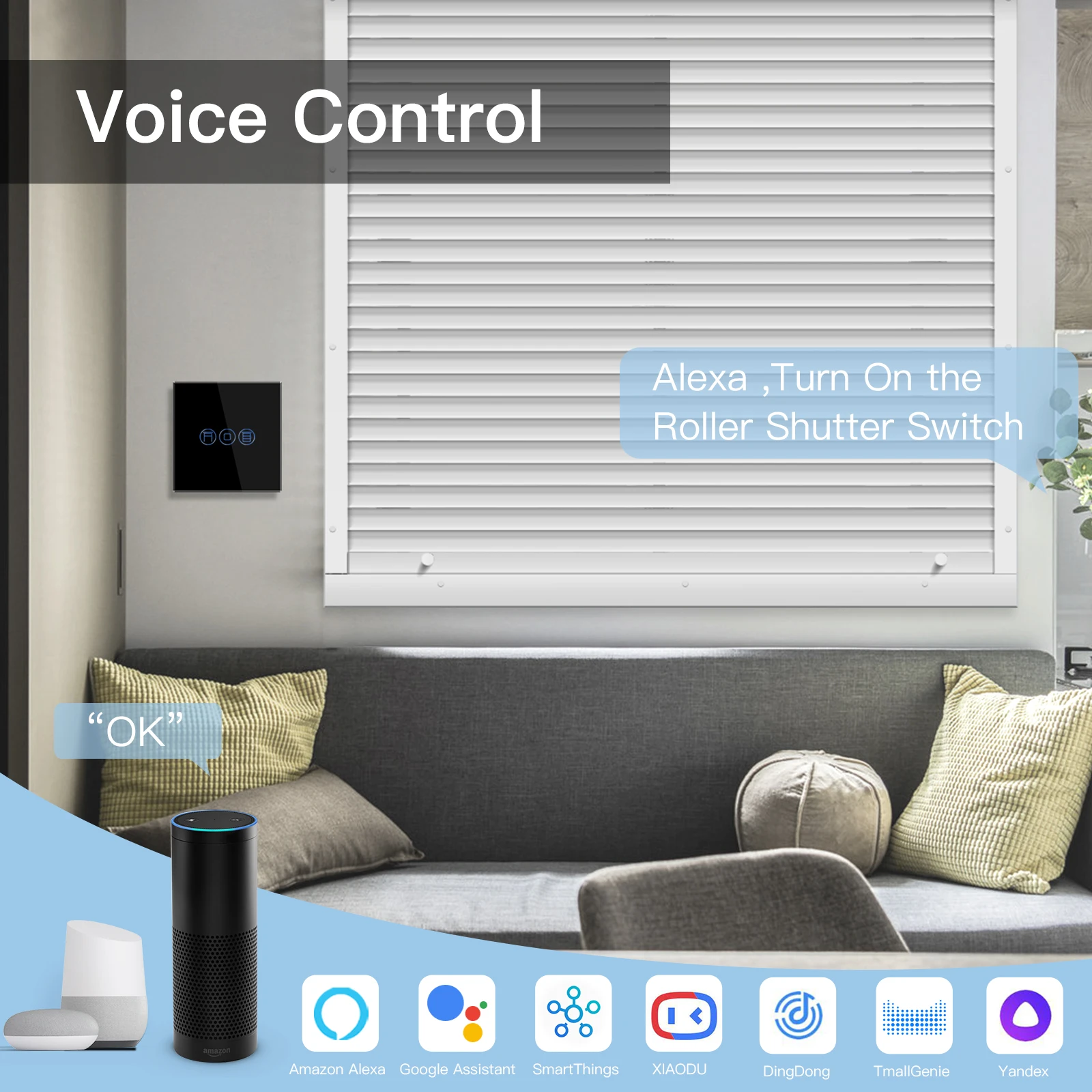 Bseed EU 표준 Tuya Wifi 블라인드 스위치 무선 스마트 롤러 셔터 스위치 스마트 라이프 Google Assistant Alexa 음성 제어