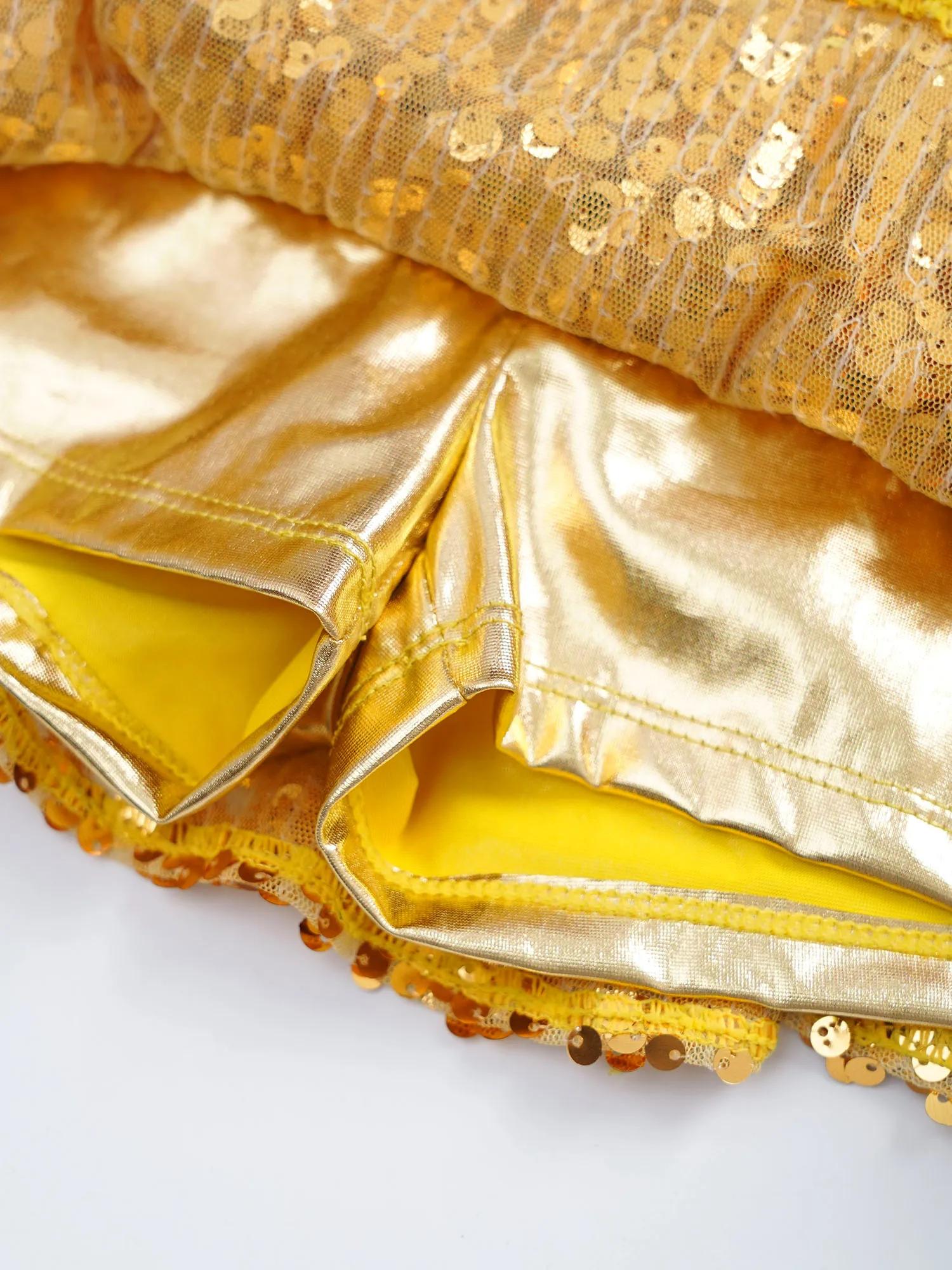 Dance Dress, Dance Bodysuit: Kids Girls Latin Jazz Dance Cha-cha Samba Rumba Performance Costume Sleeveless Sequins Cutout Metallic Tiered Bodysuit Dress