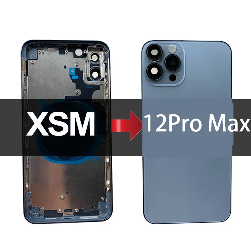 

Stainless DIY Back Cover Housing For XS Max to 12Pro Max Back Battery Middle Frame Replacement XSMax Like 12Pro Max Housing