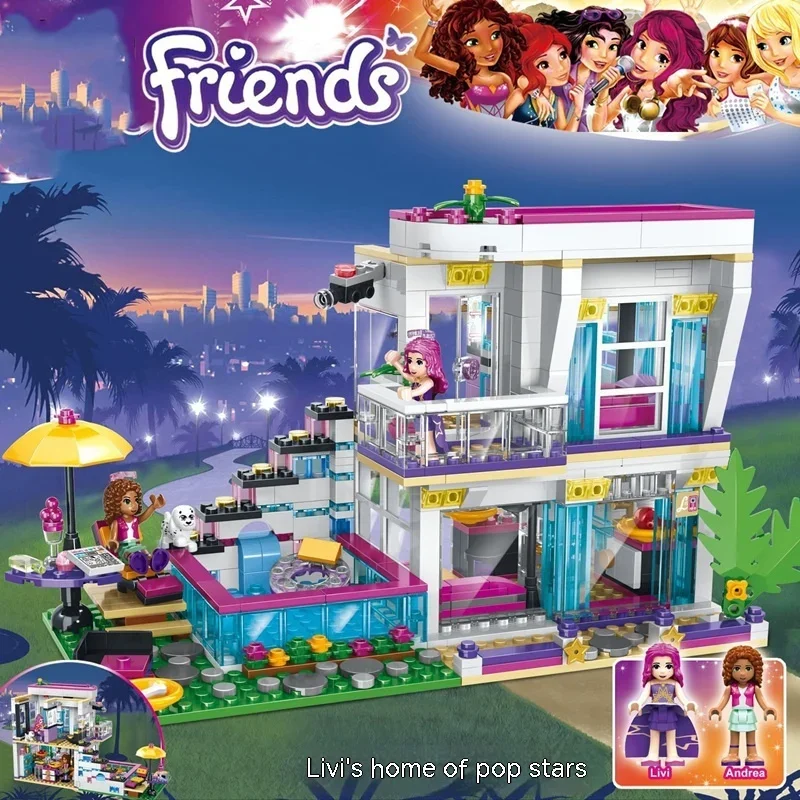 

Genuine New760pcs Pop Star House Building Friendship Bus Block Compatible For Girls Figures Bricks Educational Toys For Children