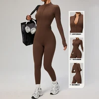 TRY TO BN Women's Jumpsuit Long Sleeve Zipper Shapewear Bodysuit Yoga Fitness One Piece Tights Gym Clothing Mono Deportivo Mujer - Image 2